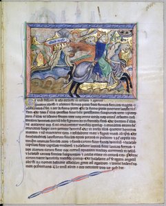 Ms L.A. 139-Lisboa fol.20 Exterminans, de koning van de sprinkhanen, stijgt op uit de put, uit de Gulbenkian Apocalyps, ca. 1265-70